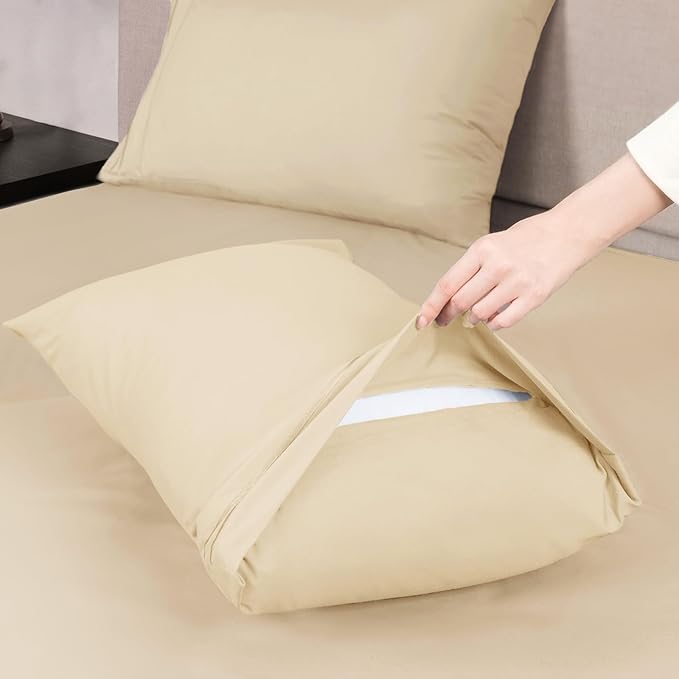 Mejoroom King Size Sheet Set - Soft Microfiber Bed Sheets,Deep Pocket Fitted Sheet, Soft, Breathable, Wrinkle & Fade Resistant - 4 Piece (King, Taupe)