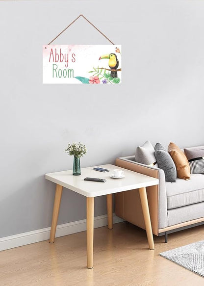 Personalized Name Vintage Bird Hornbill Sign For Girls Room Baby Nursery Door Wood Plaque Hanging Wall Art Decor For Kids Bedroom Nursery Home Kitchen Garden Yard Wall Bedroom Club