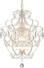 Small Crystal Chandelier for Bedroom, 90% Pre-Assembled 1 Light White Chandelier, Mini Acrylic Crystal Ceiling Light Fixture Charming for Girls Room, Closet, Bathroom, Entryway, Dining Room