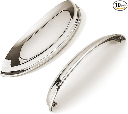 khtumeware 10 Pack 5" Drawer Pulls Polished Nickel Cabinet Cup Pulls Kitchen Hardware Cabinet Handles Drawer Handles Knobs 5 inch Hole Center