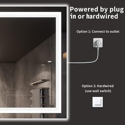 LOAAO 77X36 LED Bathroom Mirror with Lights, Anti-Fog, Dimmable, Backlit + Front Lit, Lighted Bathroom Vanity Mirror for Wall, Memory Function, Tempered Glass, ETL Listed