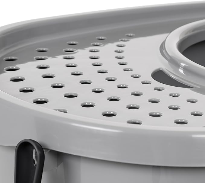 Amazon Basics Large Cat Litter Box with High Sides, Top Entry, Includes Scoop, 20.5 x 14.75 x 14.38 inches, Grey-Mewly Pet