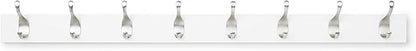 Amazon Basics Wall Mounted Modern Coat Rack with Versatile Storage Hooks, Rectangular, 8-Hook, White