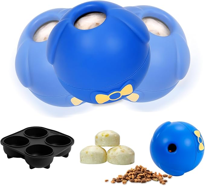 Yipetor Interactive Treat Dispensing Dog Toy, Large 3IN1 Dog Enrichment Toy, Tough Rubber Chew Ball Dog Treat Frozen Puzzle Toys for Large Medium Breeds - Keep Them Busy/Anxiety Relief/Feeding Slow-Mewly Pet