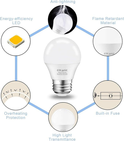Cotanic 8 Pack A15 LED Ceiling Fan Light Bulbs 4000K Natural Daylight, 6W Small Light Bulb for Chandelier 60W Equivalent, E26 Standrad Base, 600lm, CRI 80+, Non-Dimmable