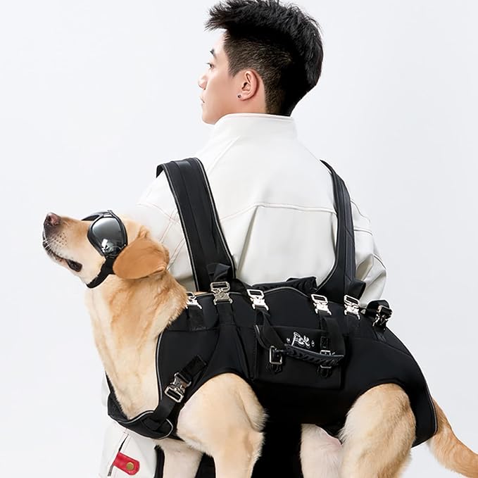 Dog Backpack Carrier - Spine-Friendly for Large Dogs(36-66lbs) Horizontal Design Dog Carrier with Adjustable Back Straps for Joint Injuries, Arthritis, Ideal for Stairs, Elderly Dogs(Size XXL)-Mewly Pet