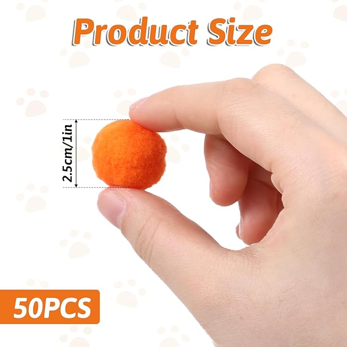 50PCS 1 Inch Cat Toys Balls Kitten Cat Pom Pom Balls Soft Cat Puff Ball Toys Rolling Interactive Cat Toy Ball Cat Nip Balls Fuzzy Balls for Cats Creative Crafts Decorations Assorted Color-Mewly Pet