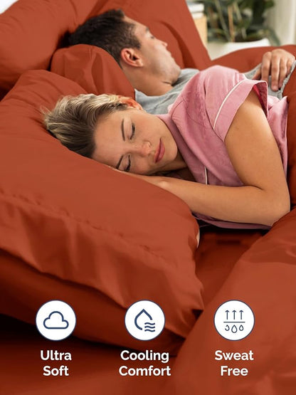 Extra Deep Queen Sheet Set - 6 Piece Breathable & Cooling Sheets - Hotel Luxury Bed Sheets Set - Easy & Secure Fit - Soft, Wrinkle Free & Comfy Sheets Set - Terracotta Sheet Set w/Extra Deep Pockets