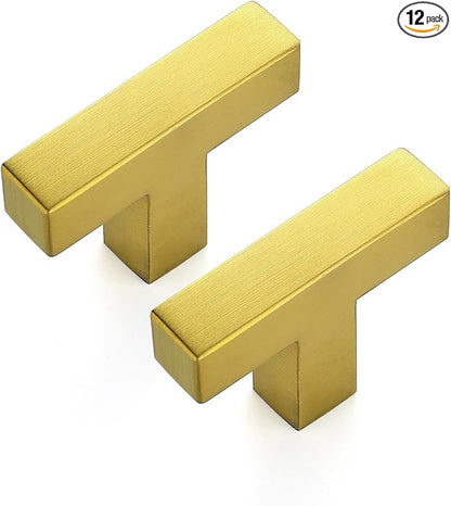 JOY DECOR 12 Pack Cabinet Knobs, Gold Cabinet Handles, 2 Inch Kitchen Knobs, Single Hole Drawer Hardware for Dresser Drawers