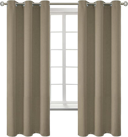 BGment Room Darkening Curtains 63 Inches Long - Grommet Thermal Insulated Drapes Window Treatment Curtains for Bedroom, 2 Panels, 42 x 63 Inch, Cocoa