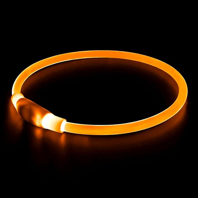 Led Dog Collar, BSEEN USB Rechargeable Flash Dog Necklace Light, Pet Safety Collar Makes Your Beloved Dogs Be Seen at Night for Small Medium Large Dogs(Orange)-Mewly Pet