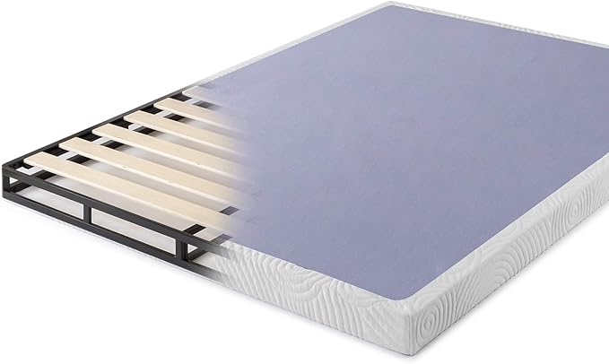 ZINUS Metal Box Spring with Wood Slats, 4 Inch Mattress Foundation, Sturdy Steel Structure, Easy Assembly, Full