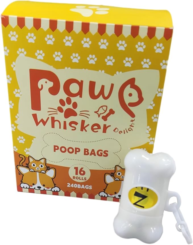 Dog Poop Bag, Biodegradable, Waste Bags with Dispensers, Guaranteed Leak Proof and Extra Thick, Certified Home Compostable, Plant-Based Dog Waste Bags, Eco-Friendly, 240 counts 16 rolls (Yellow, 16)-Mewly Pet