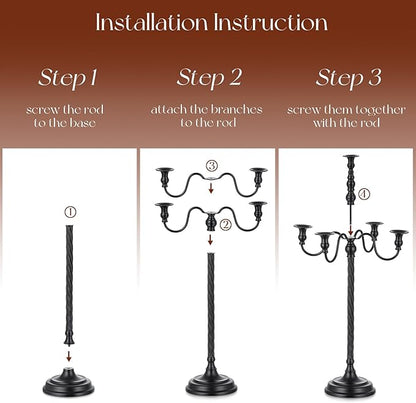 Black Candelabra Halloween Decorations: 28 Inches Floor Gothic Candle Holder 5 Arm Metal Candlestick Stand for Table Fireplace Victorian Decor Set of 2