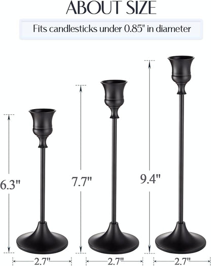 Black Candlestick Holders, Taper Candle Holders, Set of 6 Matte Black Candle Holder Set, Vintage Table Centerpiece for Wedding Christmas Holiday