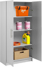 Prepac Elite Tall Garage Storage Cabinet & Pantry Storage Cupboard, 2-Door Freestanding Bathroom or Pantry Cabinet with Adjustable Shelves, 16" D x 32" W x 65" H, Light Gray