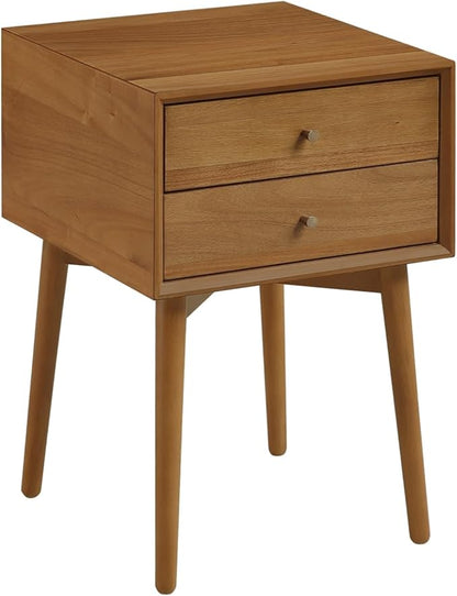 Nathan James Harper Modern Nightstand Side Accent or End Table with Storage Drawer, Set of 2, Oak Brown