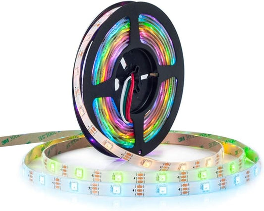 BTF-LIGHTING WS2812B RGB ECO LED Strip, Chasing Effects 5050SMD Individually Addressable 16.4FT 30Pixels/m 150Pixels Flexible Dream Color IP65 for Bedroom DIY Projects DC5V(No Adapter or Controller)