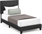 FURINNO Pessac PU Leather Upholstered Platform, Twin, Black