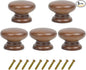 Mysummer 5 Pack Round Wood Drawer Knobs Walnut Finished Kitchen Cabinet Pulls Handles Hardware for Kitchen Cabinets Furniture Dresser Wardrobe Cupboard Drawer Pulls Knobs 33x25mm/1.3x0.98inch(DiaxH)