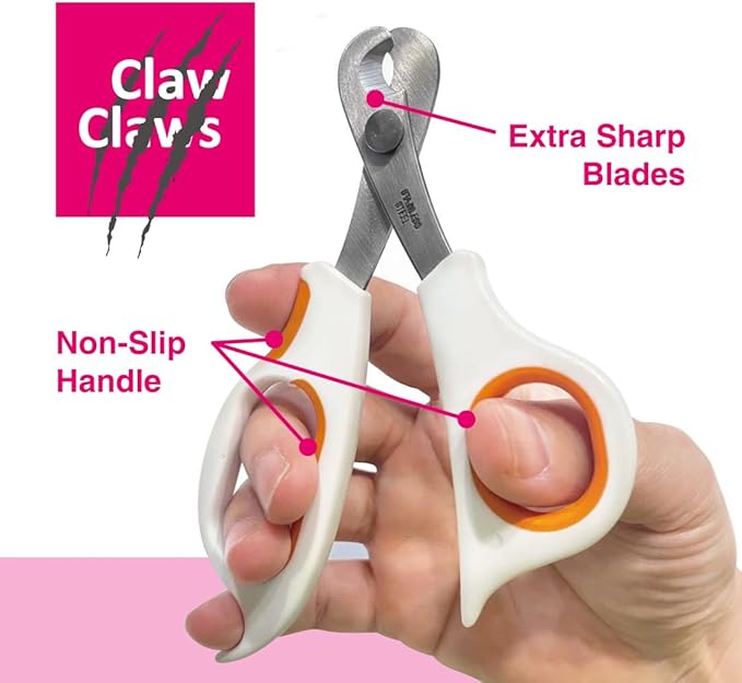 Cat Scissor-Style Nail Clipper, Toenail Trimmer with Razor Sharp Stainless Steel Blades and Anti-Slip Handle, for Small to Medium Pets, Cats-Mewly Pet
