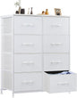 Sweetcrispy Dresser for Bedroom, Chest Organizer Unit with 8 Fabric Bins, Fabric Storage Tower, Drawer Organizer with Steel Frame, Wooden Top for Nursery, Living Room, Closet