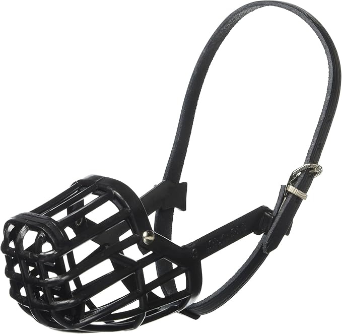 Leather Brothers Italian Basket Dog Muzzle, Adjustable Secure Fit, Comfortable Design, Training and Safety, Averts Biting, Prevents Chewing and Scavenging, Perfect for Grooming - Black, Size 3-Mewly Pet