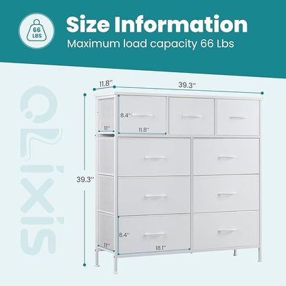 OLIXIS Dresser for Bedroom with 9 Drawers, Tall Fabric Dresser for Storage and Organization, Bedroom Dressers, Chest of Drawers for Living Room, Closet