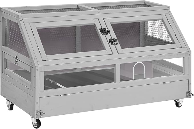 GUTINNEEN Guinea Pig Cage, Hamster Cage with Chew-Proof Aluminum Edges & Leak-Proof PVC Layer, Small Animal Cage with 4-Wheel Design, Acrylic/Mesh Panels for Ferrets, Rats-Mewly Pet