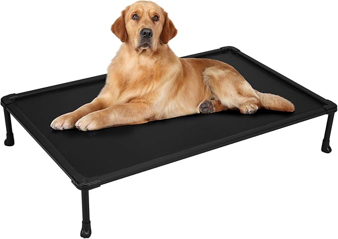 Veehoo Chew-Proof Elevated Dog Bed, Durable Training Platform for Large Dogs, Indoor/Outdoor Raised Pet Cot, Black, 41x27inches, Model CWC2420CP-Mewly Pet