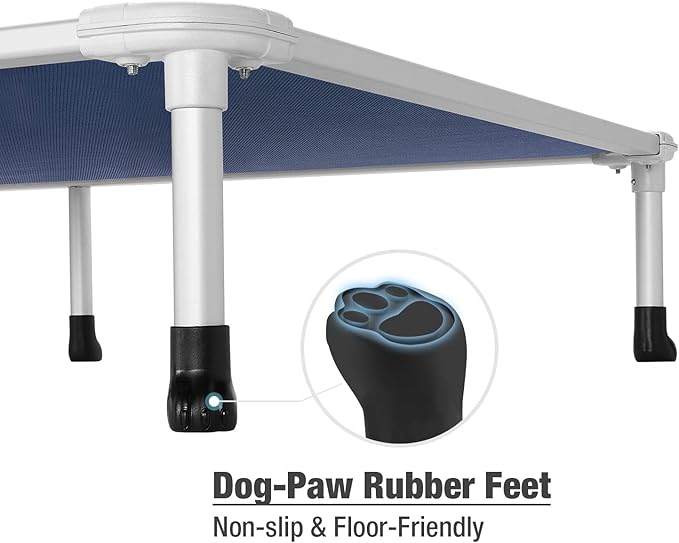 Veehoo Chew Proof Elevated Dog Bed - Cooling Raised Pet Cot - Silver Aluminum Frame and Durable Textilene Mesh Fabric, Unique Designed No-Slip Feet for Indoor or Outdoor Use, Blue, XX-Large, CWC2003-Mewly Pet
