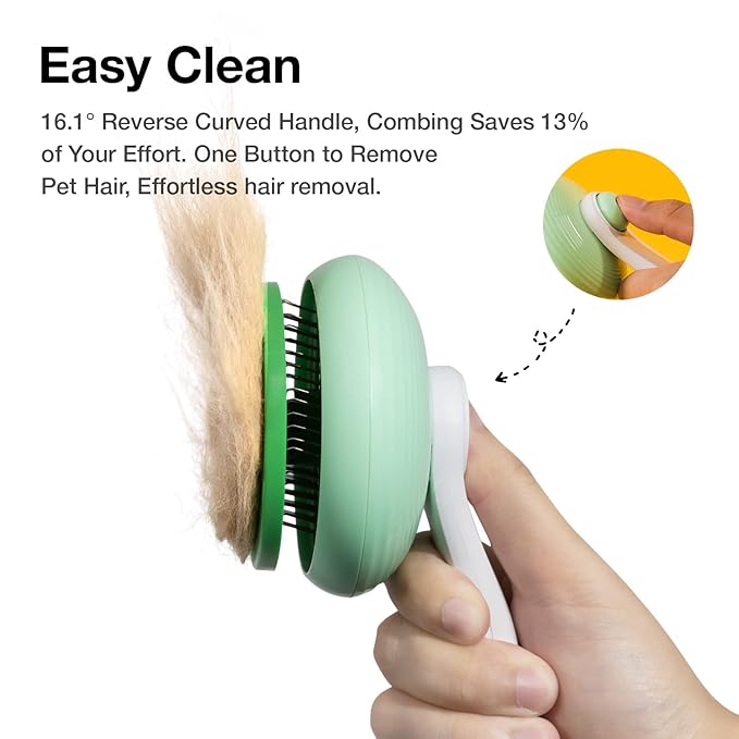 Self-Cleaning Cat Brush for Shedding & Pet Grooming - Effortlessly Removes Tangles, Loose Undercoat, and Mats for Cats & Dogs (Green)-Mewly Pet