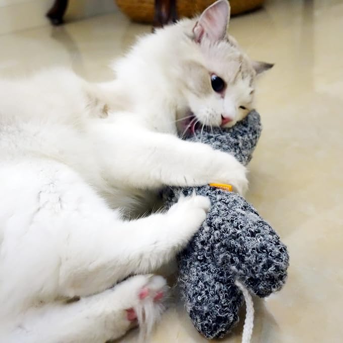 TTcat Catnip Silvervine Matatabi Pillow for Cats & Kittens,Cat Kicker Toy,Large Size Cat Pillow Soothing Plush Cat Toy(Grey).-Mewly Pet