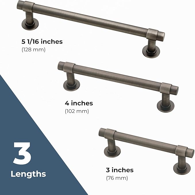 Franklin Brass - Francisco Heirloom Silver Cabinet Handles 3 Inch (3") Hole Center Pulls | Easy Install, Durable Hardware for Kitchen Cabinet Door, Drawers, Dresser Pull, Furniture (10 Pack)