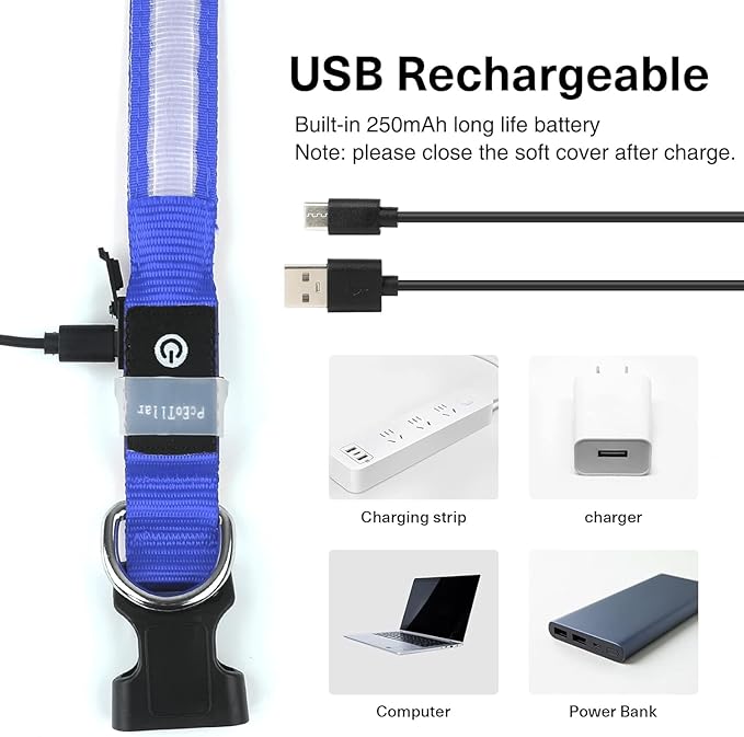 PcEoTllar Light up Dog Collar for Night Walking - LED Dog Collar Light Rechargeable Color Changing, Glow in The Dark Dog Collars Waterproof Glowing Dog Collars for Large Small Medium Dogs-Mewly Pet