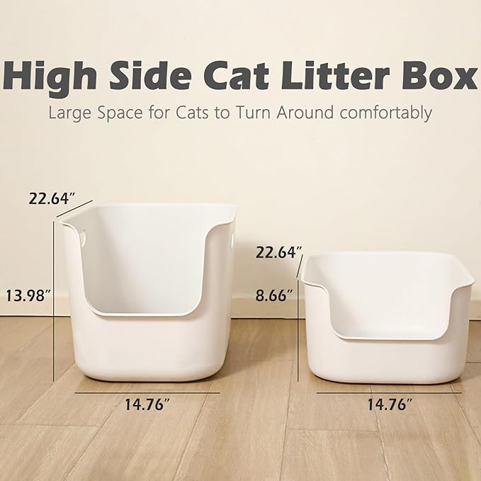 SpaceTime Extra Large Litter Box with High Sides,22.64"×14.76"×13.98" XL Multi Cat Litter Pan for Kitty,Cat Boxes for Indoor Cats,Jumbo Litter Boxes for Big Cats,Anti-Splashing,Easy to Clean-Mewly Pet