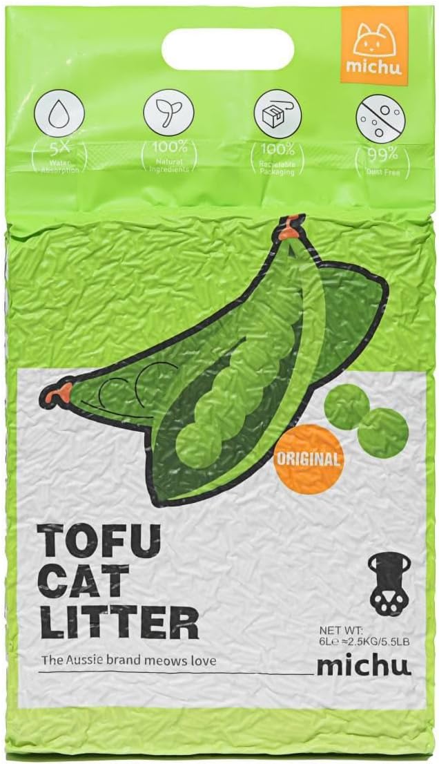 Tofu Cat Litter Natural Clumping Tofu Cat Litter, Fast Clumping and Easily Scoop-able 5.5lb/88oz 5 Scents - Original, 4 Pack-Mewly Pet