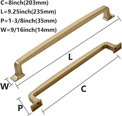 KHTUMEWARE 10pk 8" Cabinet Handles Champagne Bronze Pulls - Warm Brass Drawer Pulls - Kitchen Cabinet Hardware