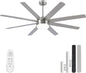 YUHAO 62 Inch Brushed Nickel Ceiling Fan with Light and Remote Control.Noiseless,Dimmable,3CCT,6 Speeds Reversible, DC Ceiling Fans for Indoor or Covered Outdoor