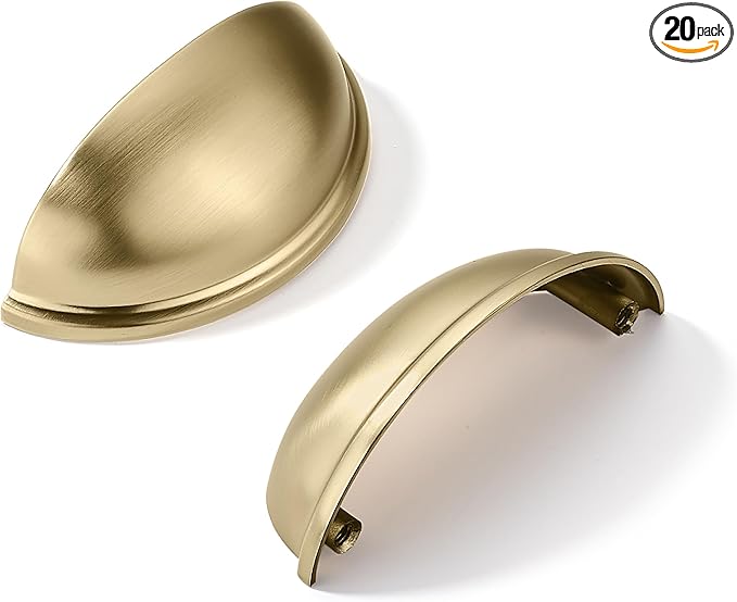 khtumeware 20 Pack 3" Drawer Pulls Champagne Bronze Cabinet Cup Pulls Kitchen Hardware Cabinet Handles Drawer Handles Knobs 3 inch Hole Center