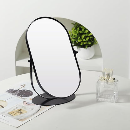 LONGSHENG - SINCE 2001 - Black Table Portable Makeup Mirror for Bedroom & Desk, 11 Inch Large Mirror for Home & Bathroom