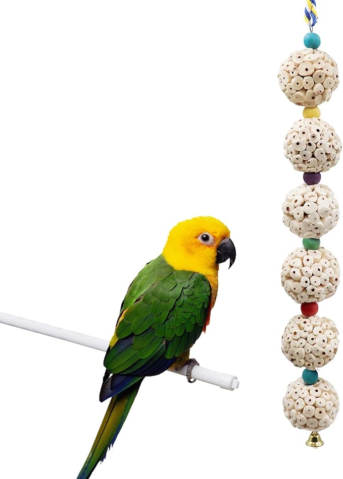 Bird Chewing Toy, Bird Sola Ball Toy with Bell, Bird Cage Accessories, Cage Toys for Cockatiel Parakeet Parrot Budgies Rat Hamster Chinchilla Rabbit Bunny African Grey-Mewly Pet