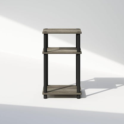 Furinno JUST Night Stand, 3-Tier Turn-N-Tube Nightstand, Toolless Bedside Table, End Table, Side Table with Open Storage for Bedroom, Living Room, Bathroom, French Oak