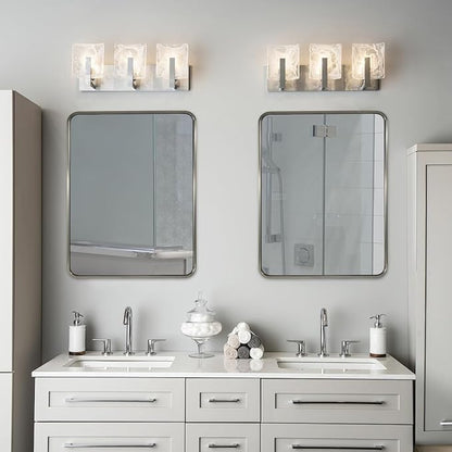 ANDY STAR 28x36 INCH Brushed Nickel Mirror, Rounded Rectangle Brushed Silver Metal Framed Mirrors for Bathroom Anti-Rust SUS304, Tube Metal Frame, 1’’ Deep Wall Mounted Vertically/Horizontal