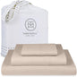 Threadmill Twin Sheets for Twin Mattress | 800 Thread Count Jacquard Celine Light Beige Sheets | 100% Cotton 3 Piece Bed Sheets | Extra Long Staple Cotton | Cotton Sheet with Elasticized Deep Pocket