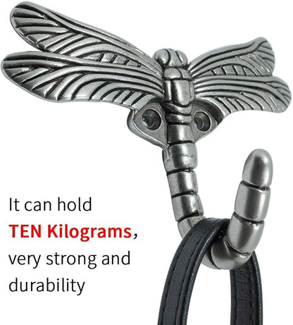 Dragonfly Hooks Wall Mounted Cloak Rack, Animal Heavy Duty Vintage Decorative Hooks, Indoor Outdoor Universal Cloak Rack Hooks for Coat Towel Robe Clothes Hats Bags Keys, Pack of 4