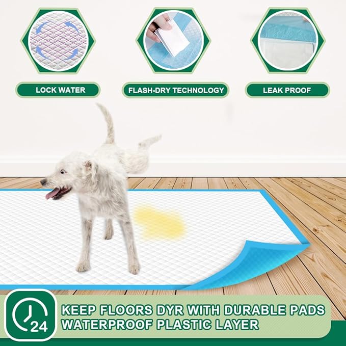 IMMCUTE Puppy Pee Pads 22"x23", 50 Count, Super Absorbent Leak-Proof Disposable Dog Training Pads for Puppies, Adult Dogs Cats & Other Pets Potty Piddle Pads for Crate, Kennel & Indoor/Outdoor Use-Mewly Pet