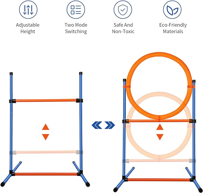 Dog Agility Training Equipment, 60-Piece Dog Obstacle Course Training Starter Kit Pet Outdoor Game with Tunnel, Agility Hurdle, Weave Poles, Jump Ring, Pause Box, Toy Balls and Storage Bag