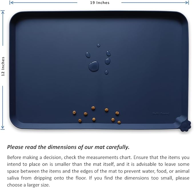 Hoki Found Silicone Pet Food Mats Tray - High-Lips Pet Dog Cat Bowl Mats - Dog Pet Cat Feeding Mat - Waterproof Dog Cat Food Mats -Pet Water Mats for Floors - French Navy-Mewly Pet
