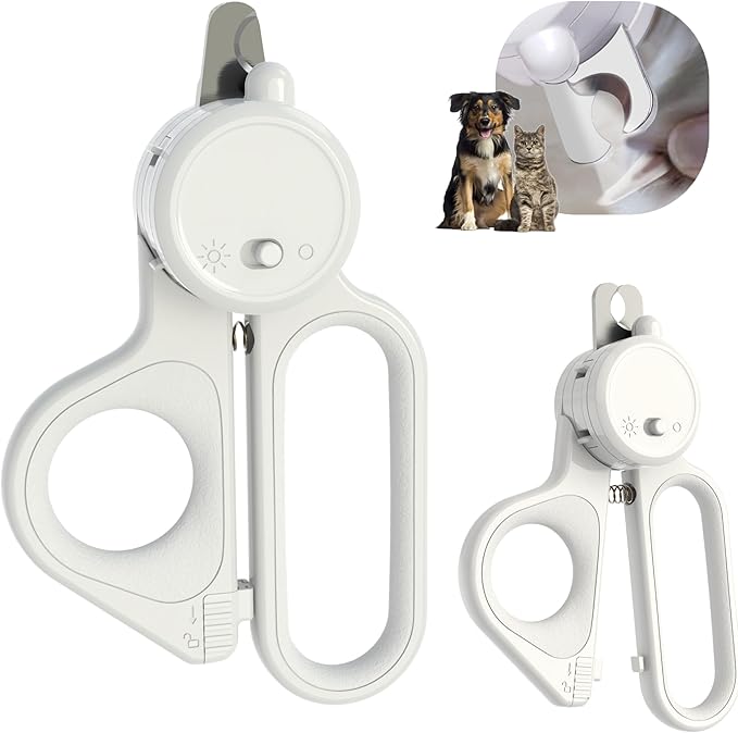 Professional Dog and Cat Nail Clippers with Lights to Illuminate Nails or Blood Lines for Safe Trimming，Sharp Stainless Steel Pet Nail Trimmers with Safety Guard to Avoid Overcutting for Small Animals-Mewly Pet